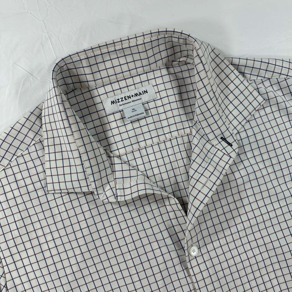 Mizzen+Main Long Sleeve Classic Fit Shirt Mens XL Check Pattern Performance
